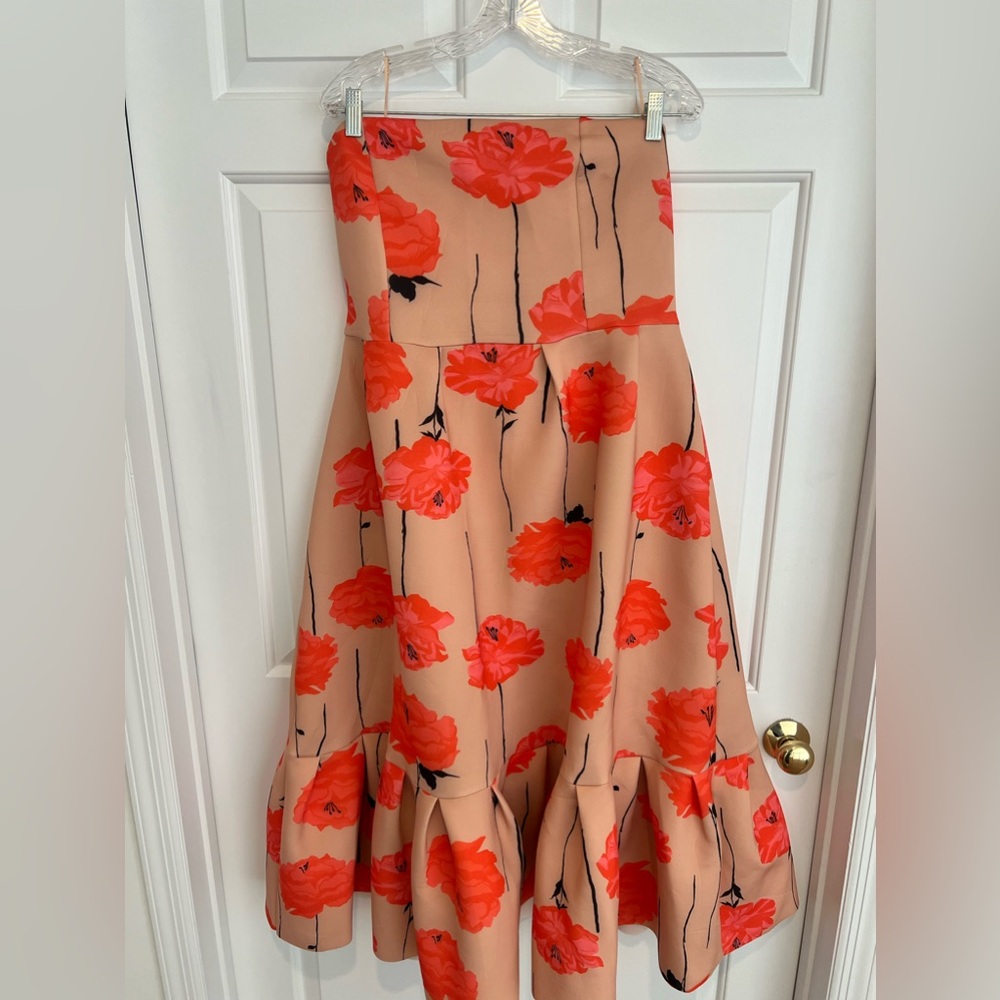 ASOS - Strapless neoprene-like orange floral dress